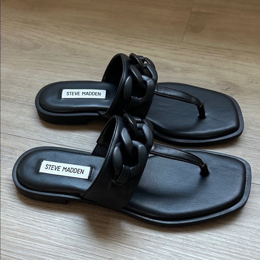 Women’s Steve Madden Black Chain Slide Sandals